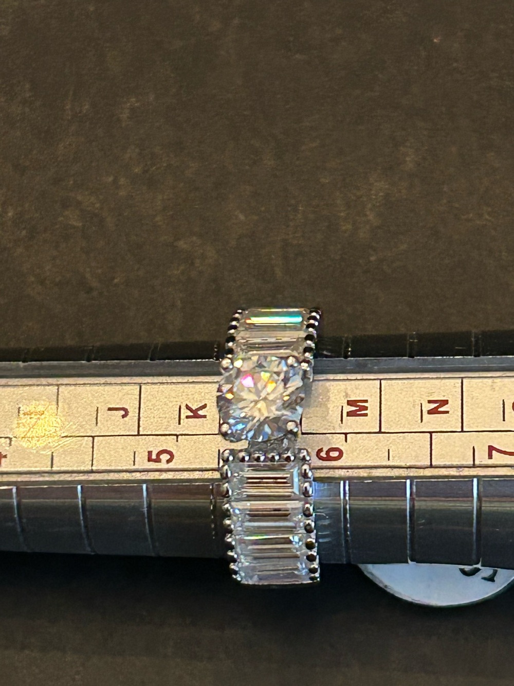 1.50CTW 925 Sterling Silver Ring w/Round Moissanite Center & Baguette Accents - Picture 9 of 13